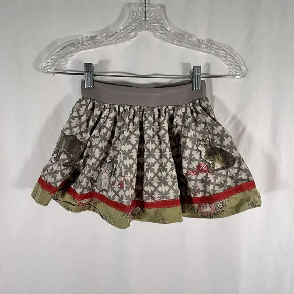 Matilda Jane Skirt Girl's 4 Grey Cat Embroidered Pull On Elastic Waist - Picture 1 of 9